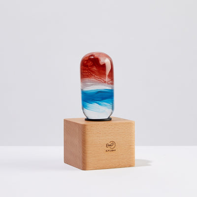 EP Light Sunrise handcrafted resin LED bulb with wooden base options