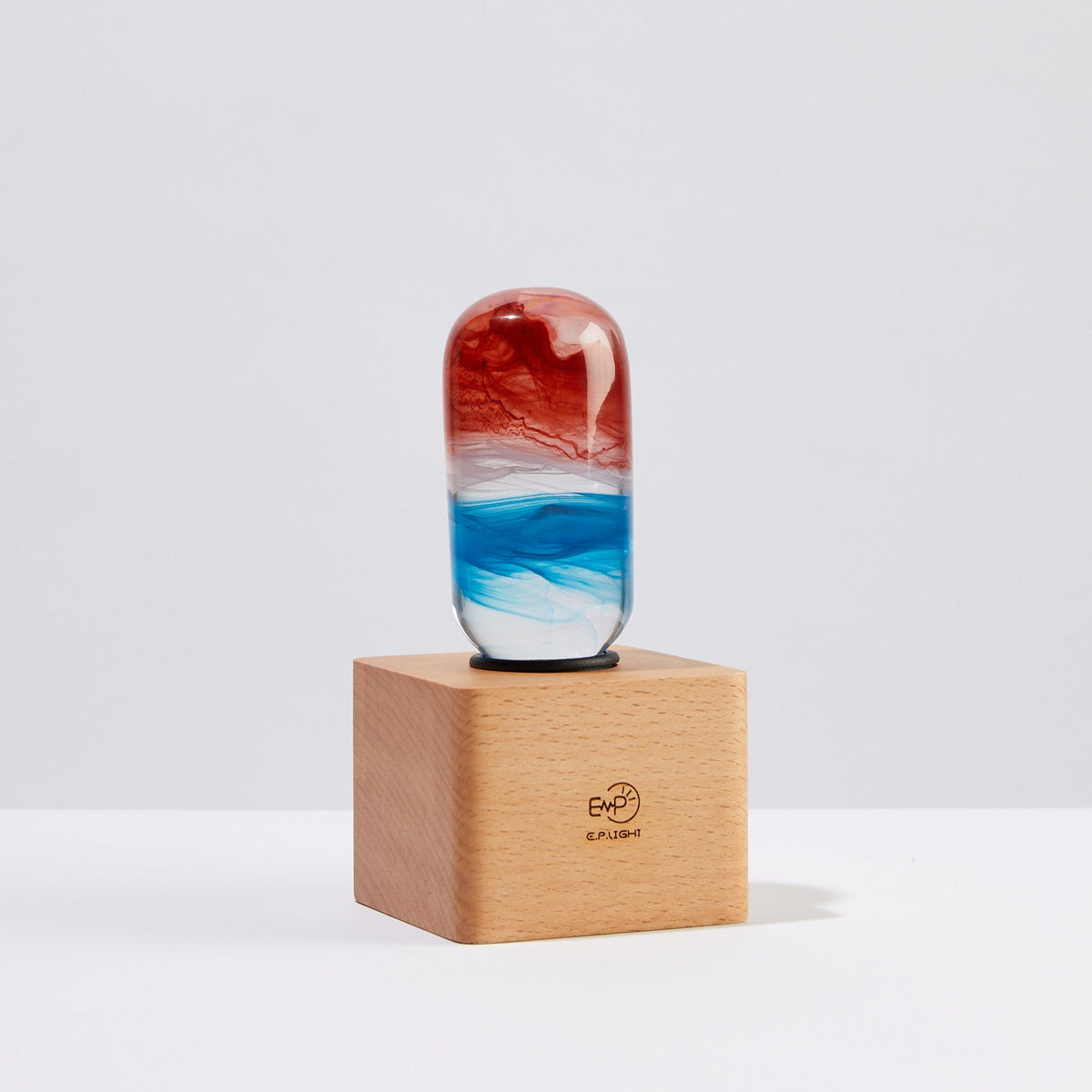 Table Lamp - Sunrise handcrafted resin and beech wood desk lamp with LED bulb