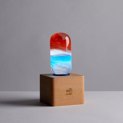 EP Light Sunrise handcrafted resin LED bulb with wooden base options