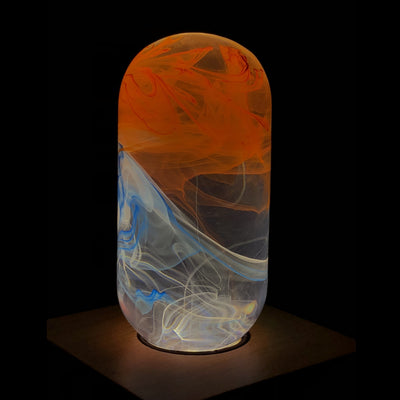 EP Light 4-Pack Resin LED Bulb Bundle showing Fire, Nebula, Youth, and Sunrise bulbs with wood base