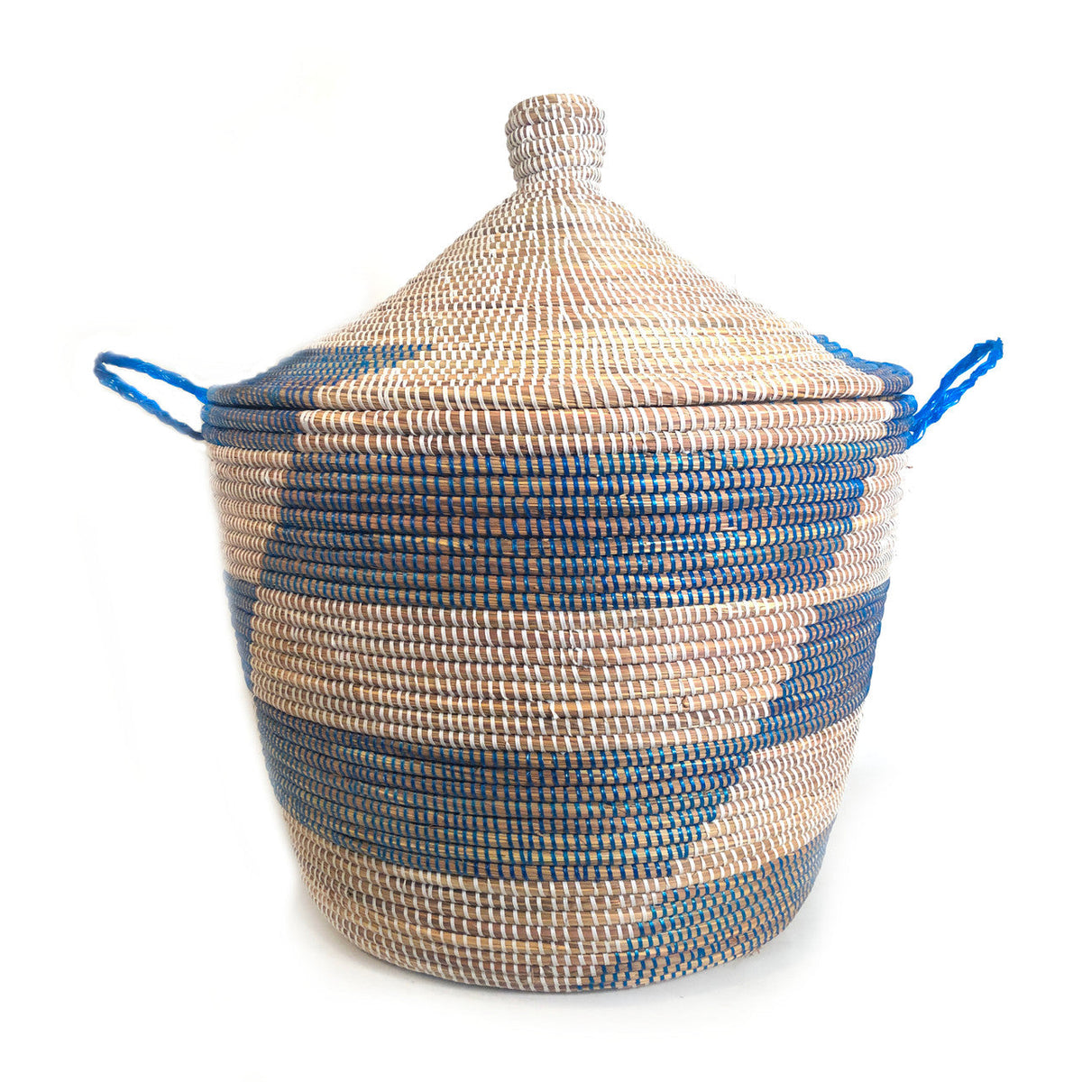 Low Storage Hamper Basket - Blue Stripe Design by Mbare Ltd - main product image for Resin Society