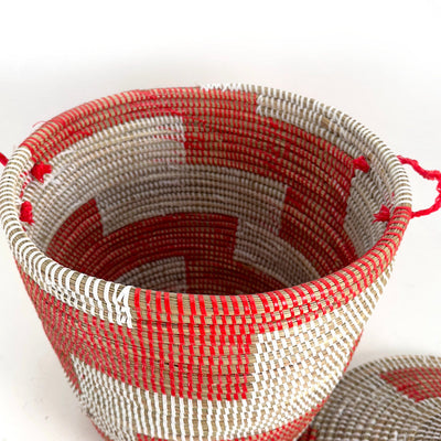 Red and White Stripe Woven Basket - Medium by Mbare Ltd - product image 4 for Resin Society