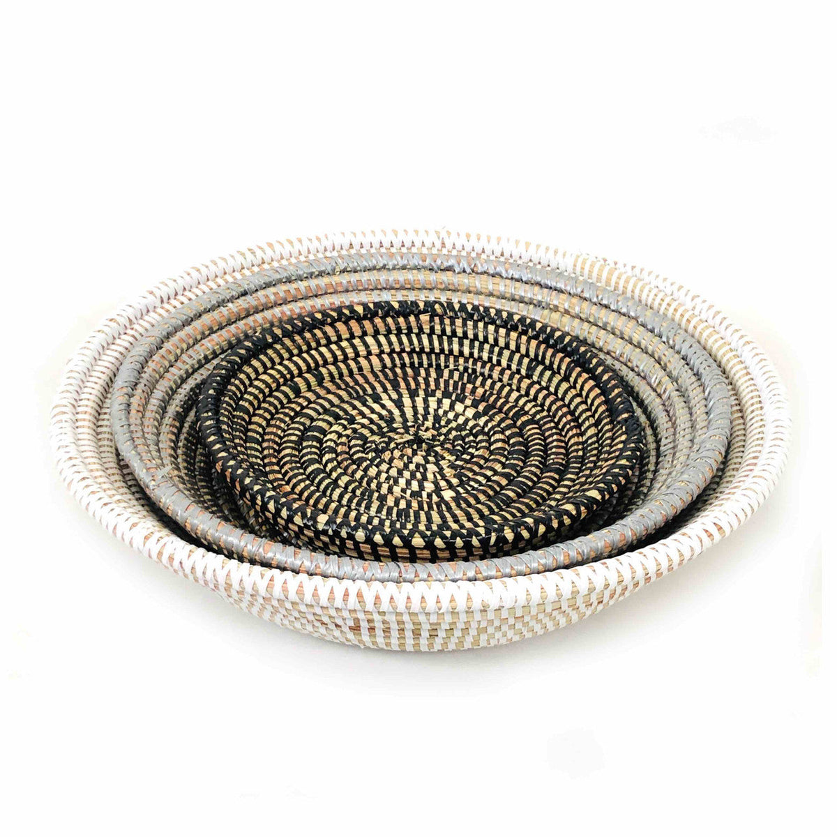 Tabletop Basket Bowl Set - Black/ Grey/ White by Mbare Ltd - main product image for Resin Society