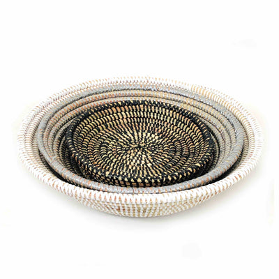 Tabletop Basket Bowl Set - Black/ Grey/ White by Mbare Ltd - main product image for Resin Society