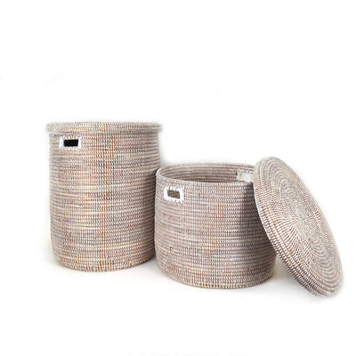 White Flat Lid Floor Basket by Mbare Ltd - product image 4 for Resin Society