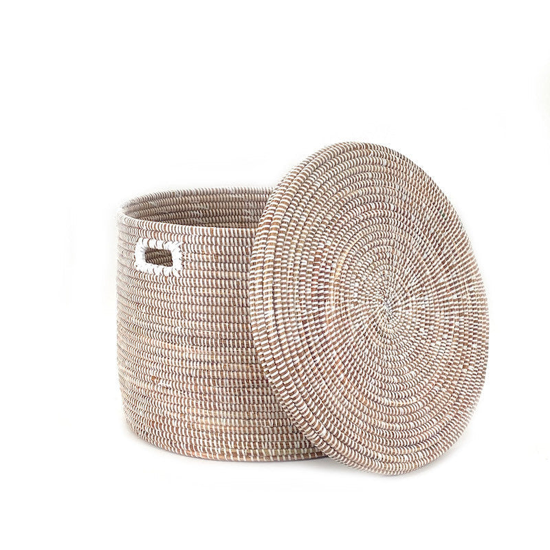 White Flat Lid Floor Basket by Mbare Ltd - product image 2 for Resin Society