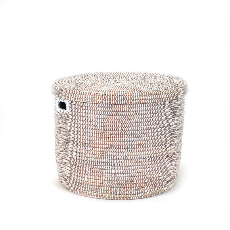 White Flat Lid Floor Basket by Mbare Ltd - main product image for Resin Society
