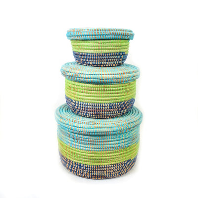 Modern Storage Basket Set - Coastal Blues by Mbare Ltd - main product image for Resin Society