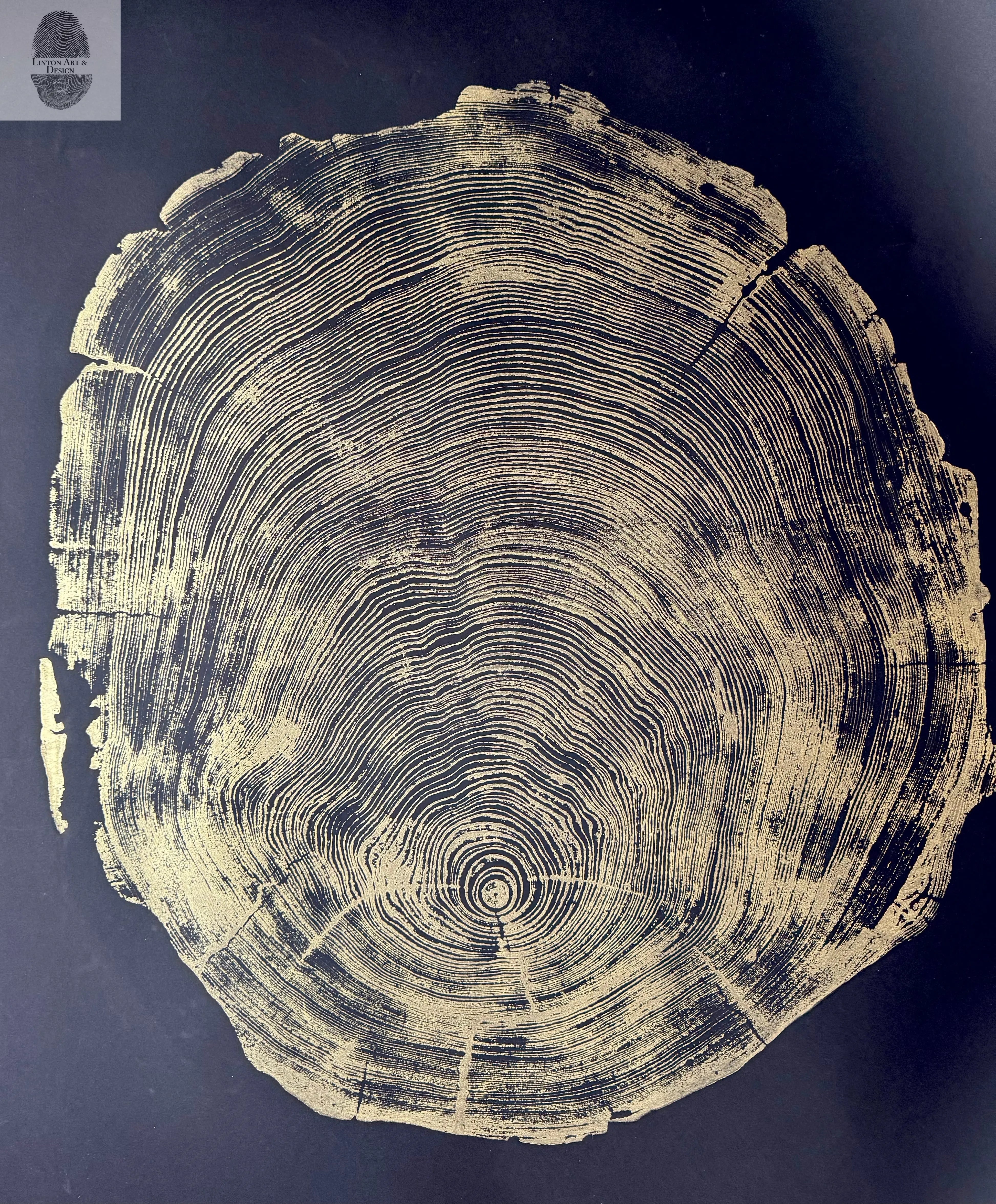 San Francisco Redwood Gold and Black 36x48 Inches Original Signed Artwork made from Real Redwood by lintonart
