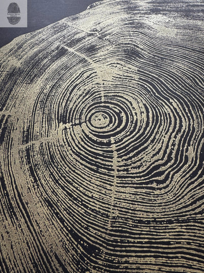 San Francisco Redwood. Gold and Black, 36x48 Inches. Original Signed artwork made from Real Redwood