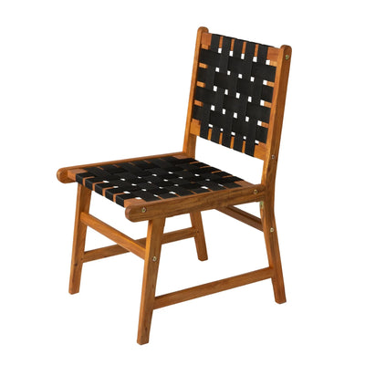Sava Indoor Outdoor Armless Dining Side Chair in Black Webbing