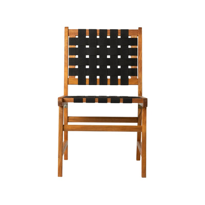 Sava Indoor Outdoor Armless Dining Side Chair in Black Webbing
