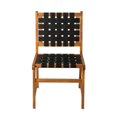 Sava Indoor Outdoor Armless Dining Side Chair in Black Webbing
