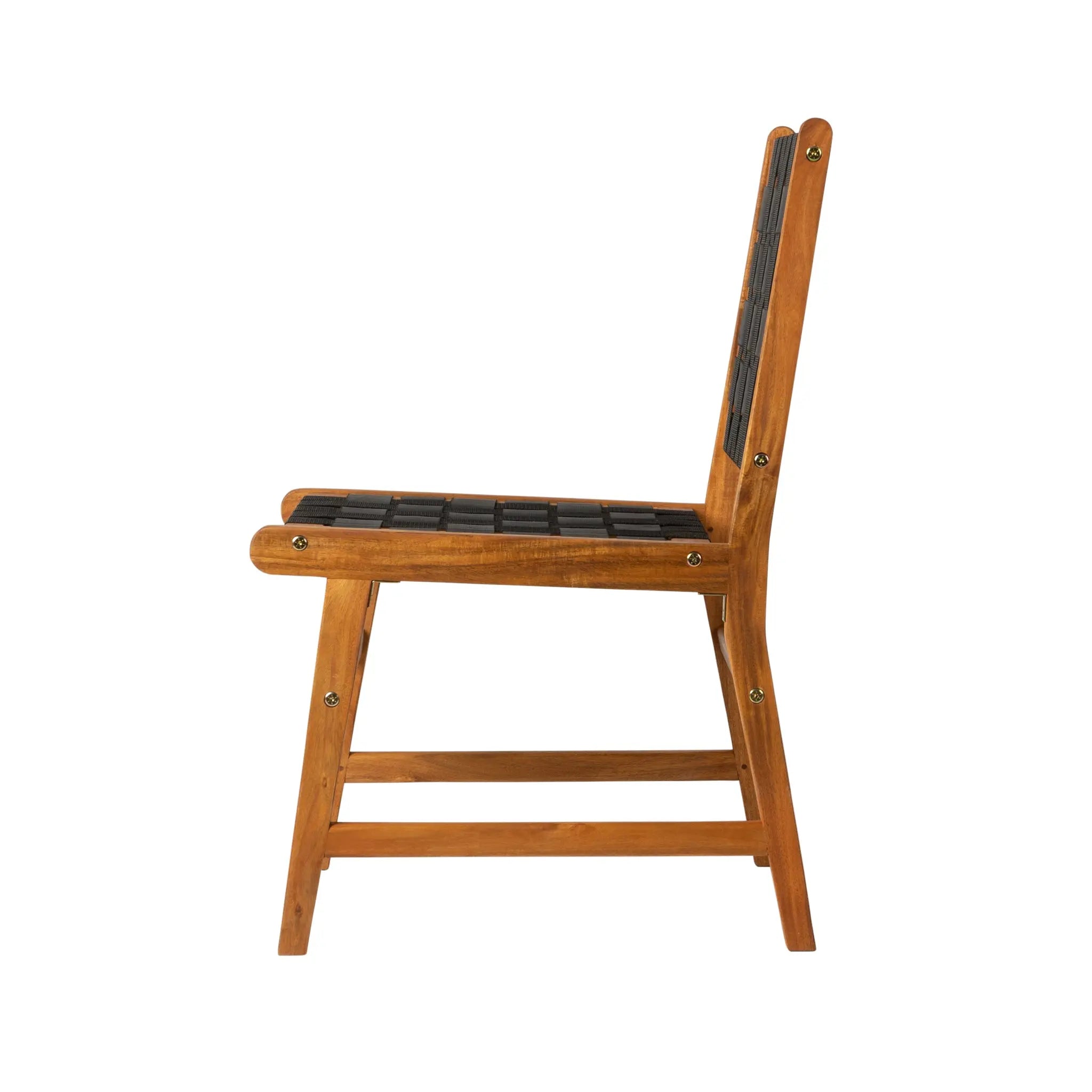 Sava Indoor Outdoor Armless Dining Side Chair in Black Webbing
