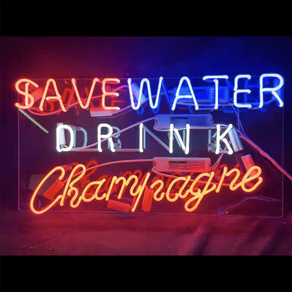Save Water Drink Champagne Neon Signs by Neon Signs Land - main product image for Resin Society