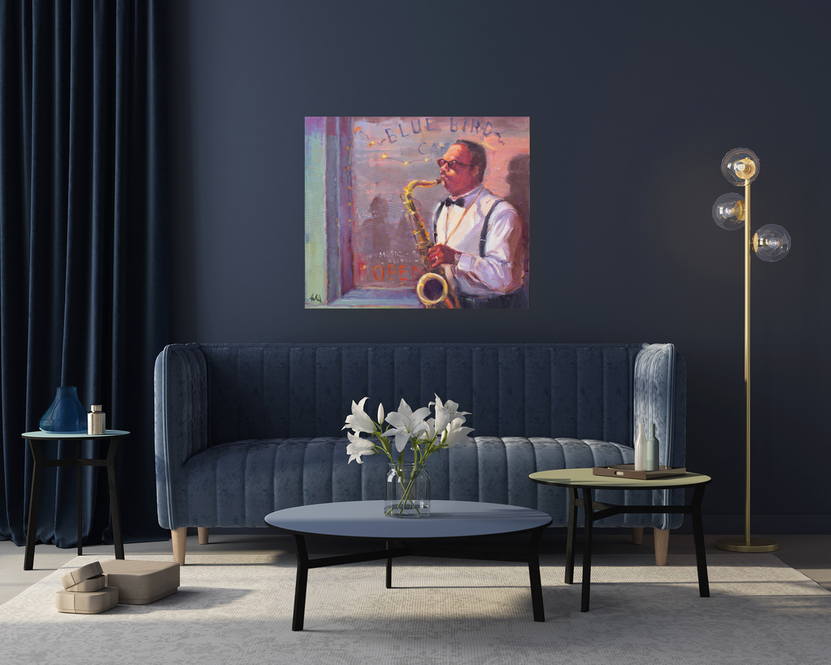 Sax Player Artist Enhanced Canvas Print by John Beard Collection - product image 2 for Resin Society