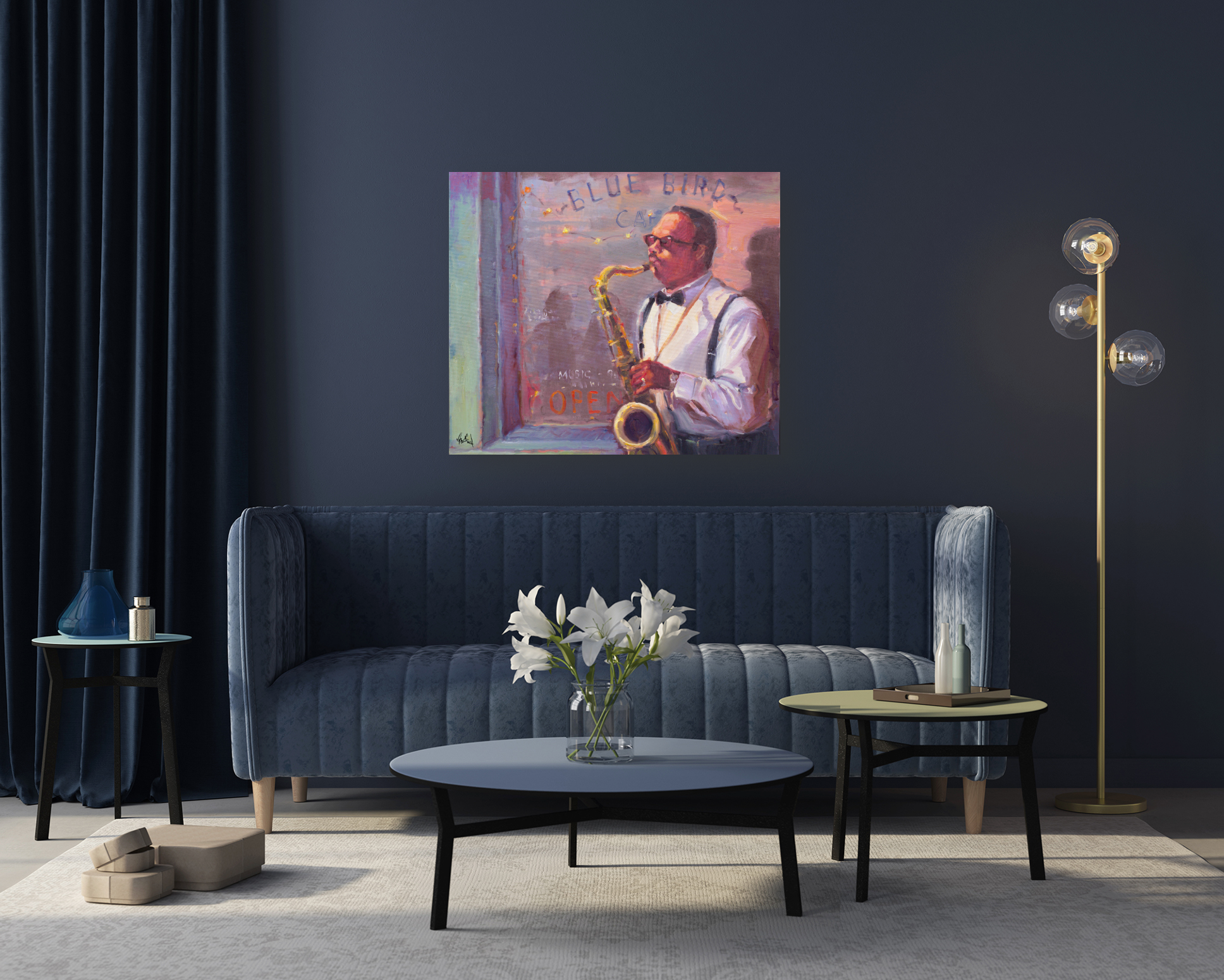 Sax Player Artist Enhanced Canvas Print by John Beard Collection - product image 2 for Resin Society