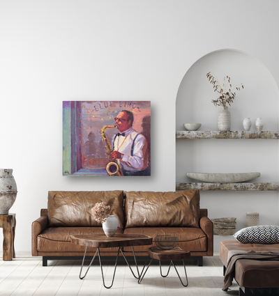 Sax Player Artist Enhanced Canvas Print by John Beard Collection - product image 3 for Resin Society