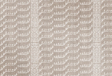Beige fabric with a textured pattern of repeating stylized branches and vertical lines, creating a subtle, natural woven design.