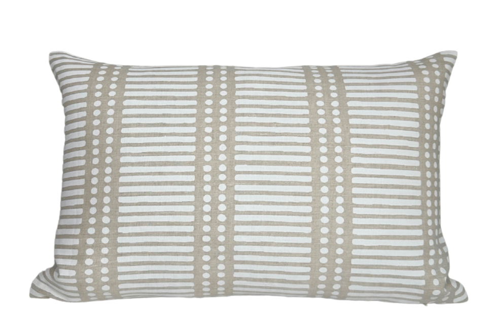 Dash Dot Pillow Cover in Chalk by Walter G Textiles showing front and back fabrics