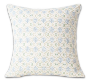 Edward Floral Pillow Cover in Blue and Green, Merika Meyer Textiles