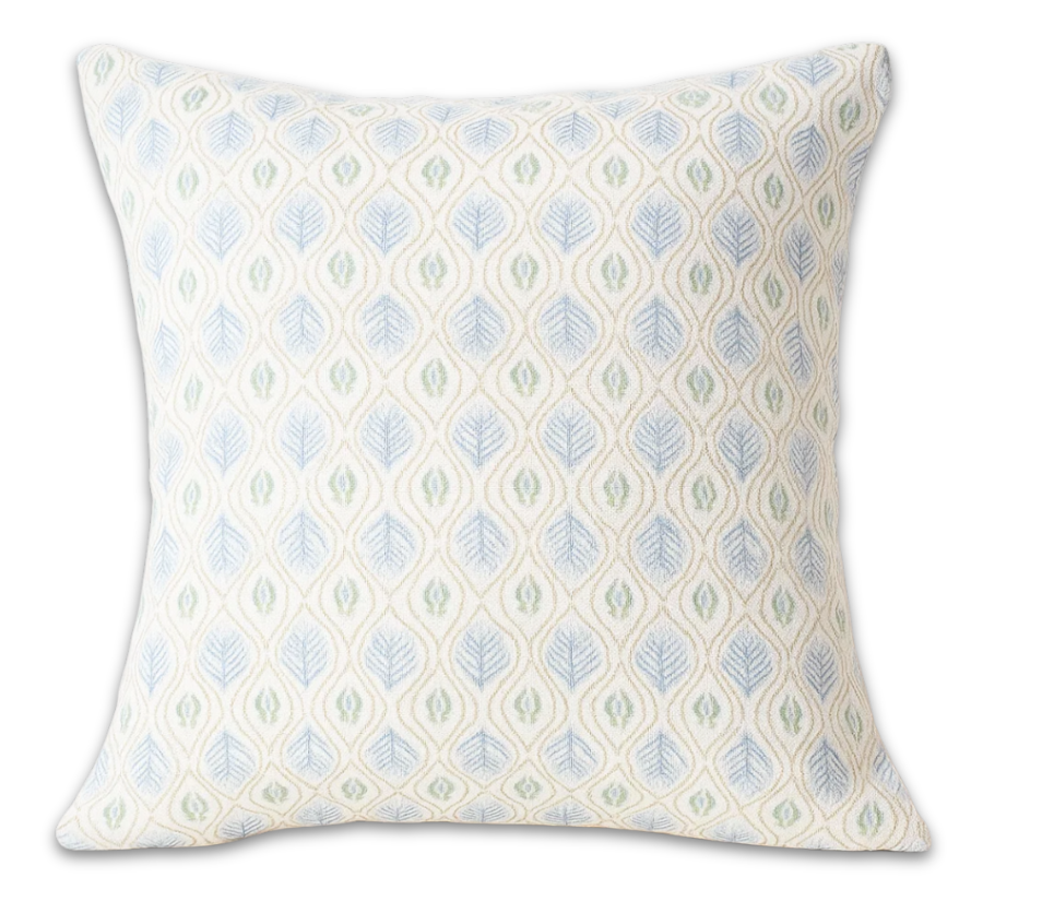 Edward Floral Pillow Cover in Blue and Green, Merika Meyer Textiles