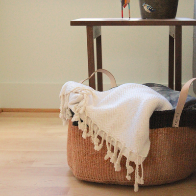 Floor Basket with Leather Handles by Mbare Ltd - product image 5 for Resin Society