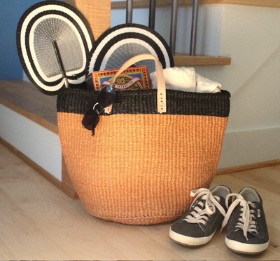 Floor Basket with Leather Handles by Mbare Ltd - product image 4 for Resin Society