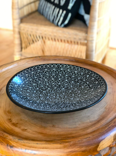 Mud Cloth Black Platter - 12" by Mbare Ltd - product image 2 for Resin Society
