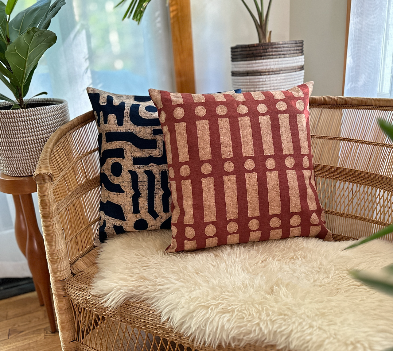 Terracotta Lines + Dots Pillow Cover by Mbare Ltd - product image 3 for Resin Society