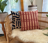 Navy Blue + Rosy Beige Bogo Marks Pillow Cover by Mbare Ltd - product image 3 for Resin Society