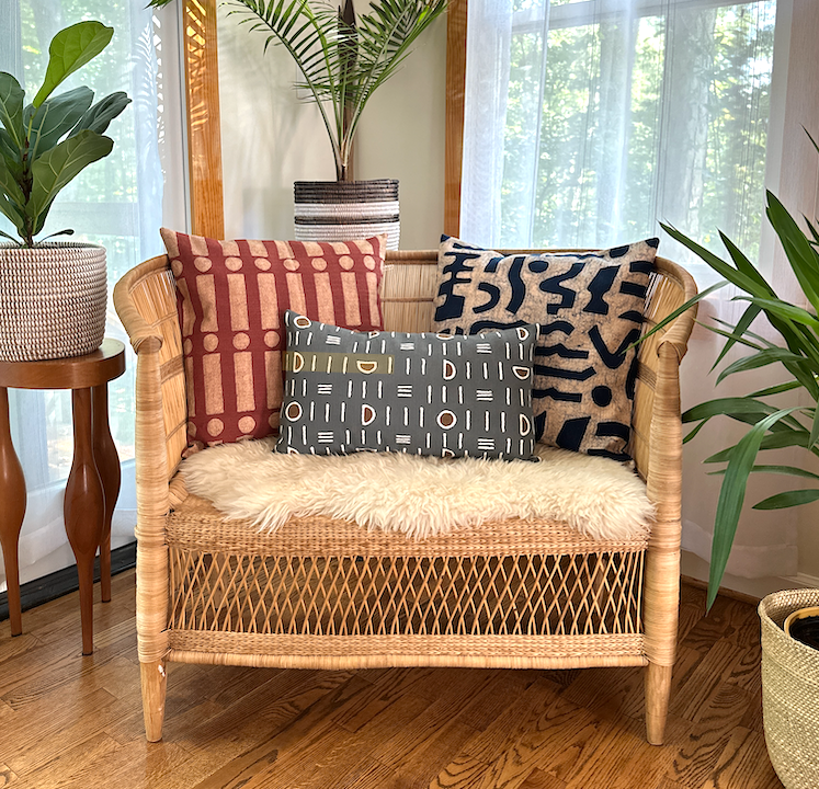 Navy Blue + Rosy Beige Bogo Marks Pillow Cover by Mbare Ltd - product image 4 for Resin Society