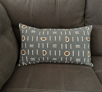 Dark Gray Mudcloth Lumbar Pillow Cover by Mbare Ltd - product image 4 for Resin Society