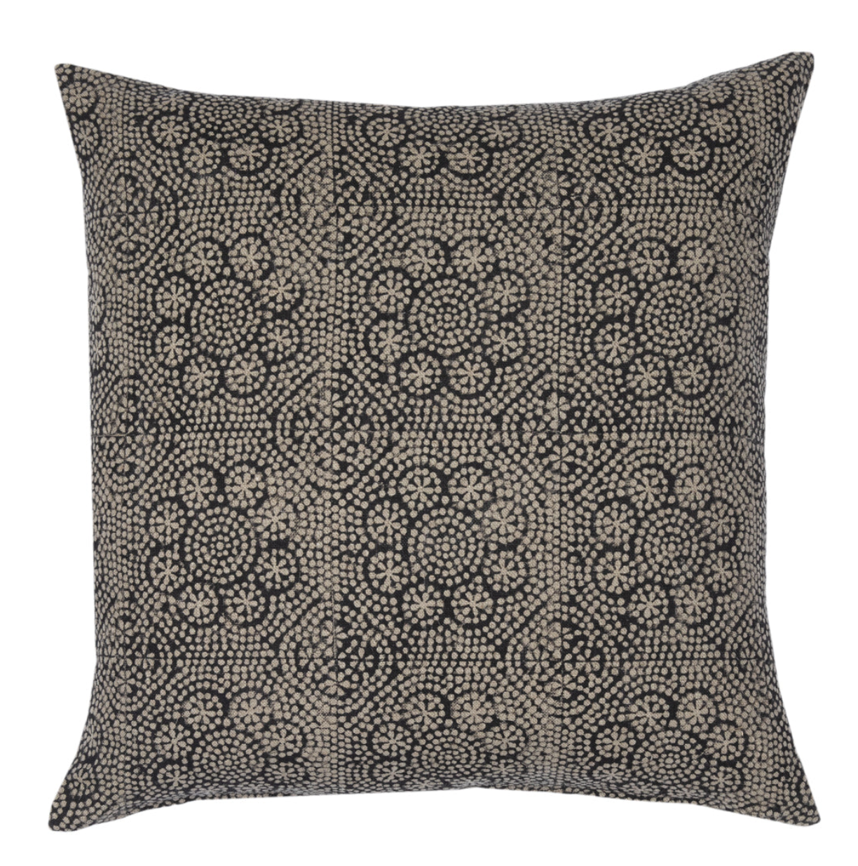 Floral Pillow Cover in Noir with dark floral front and ivory linen backing