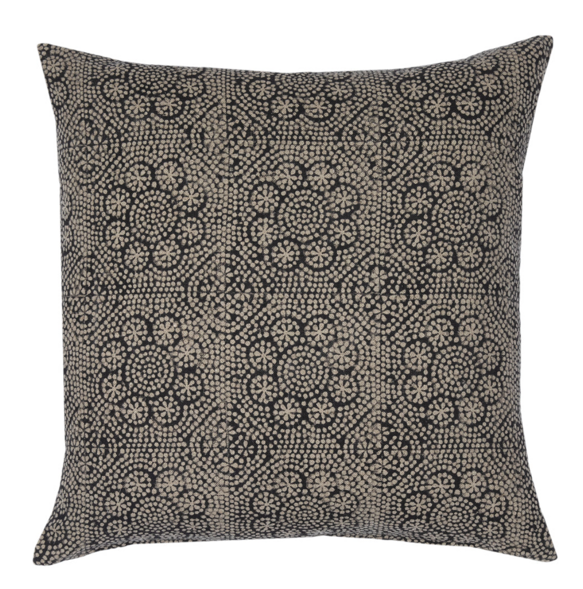 Floral Pillow Cover in Noir with dark floral front and ivory linen backing