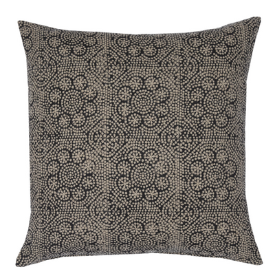Floral Pillow Cover in Noir with dark floral front and ivory linen backing
