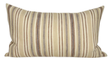 Bentley Stripe Pillow Cover in Tan front and back views showing woven fabric front and ivory linen backing