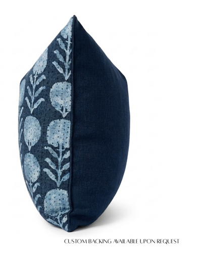 Zinnia Pillow Cover in Indigo Blue, McLaurin + Piercy Textiles