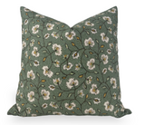 Chelsea Pillow Cover in Emerald with a vibrant green print front and ivory linen back
