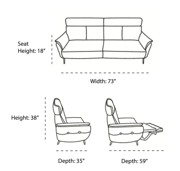Beverly Recliner Sofa detail image - Resin Society
