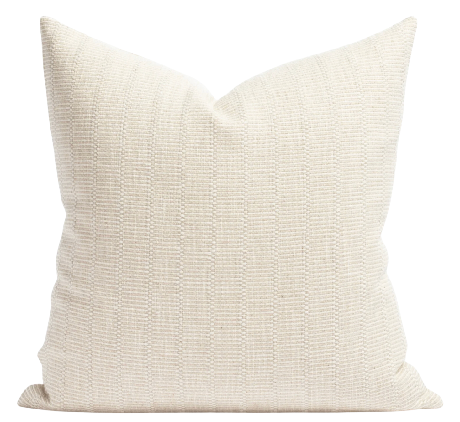 Horizon Striped Pillow Cover showing natural woven fabric front with ivory linen back