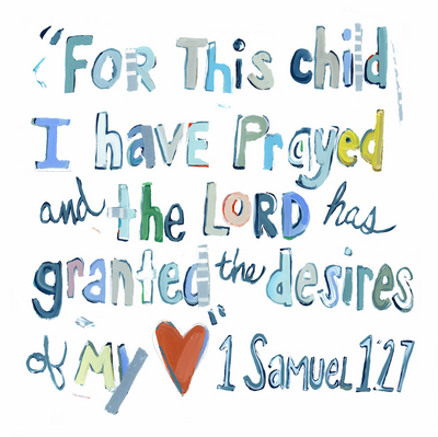1st Samuel 1:27 Fine Art Print showing abstract composition with soft pink and blue tones