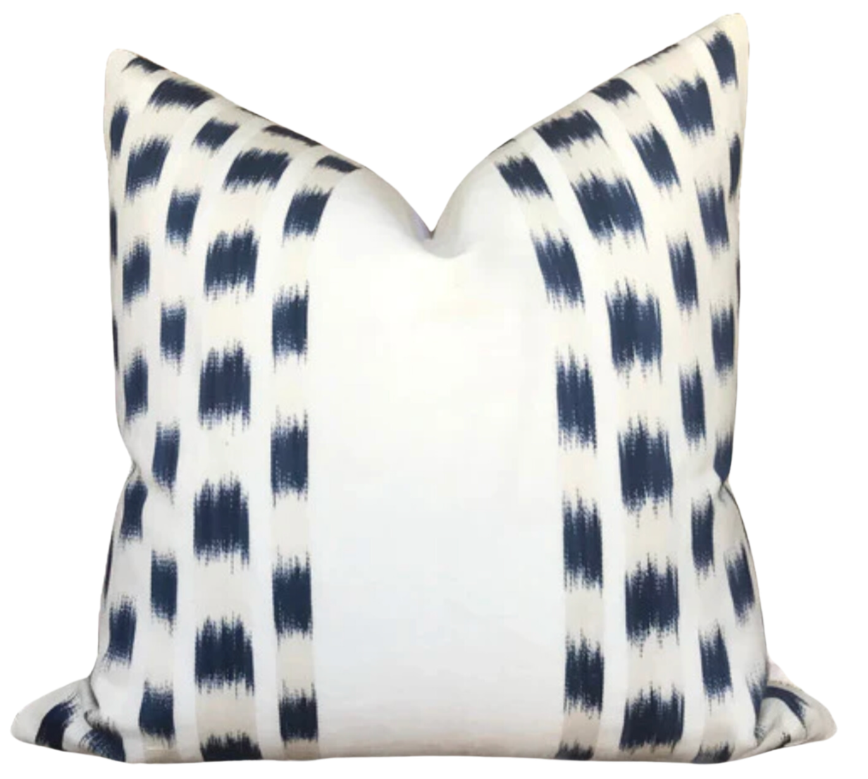 Izmir Stripe Pillow Cover in Indigo Blue featuring distinct blue stripes on a woven fabric with an ivory linen back