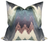 Kamut Pillow Cover in Spring showing embroidered front and ivory linen back