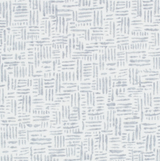 Close-up of a fabric with a repeating pattern of short, light grey vertical and horizontal brush strokes on a soft white background, creating a subtle textured effect.