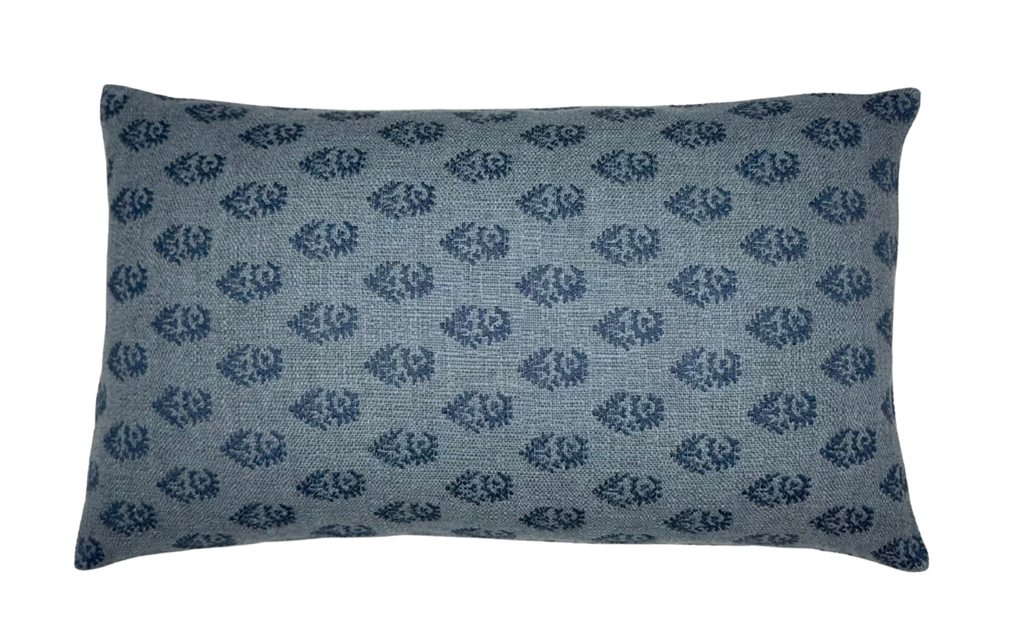 Rajmata Pillow Cover in blue featuring Peter Dunham fabric and navy blue linen back