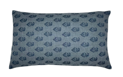 Rajmata Pillow Cover in blue featuring Peter Dunham fabric and navy blue linen back