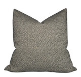 Nubby Woven Pillow Cover in Charcoal showing textured front and cream linen back fabric