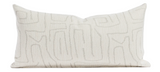 Abstract Pillow Cover in Natural showing woven fabric front and natural ivory linen backing