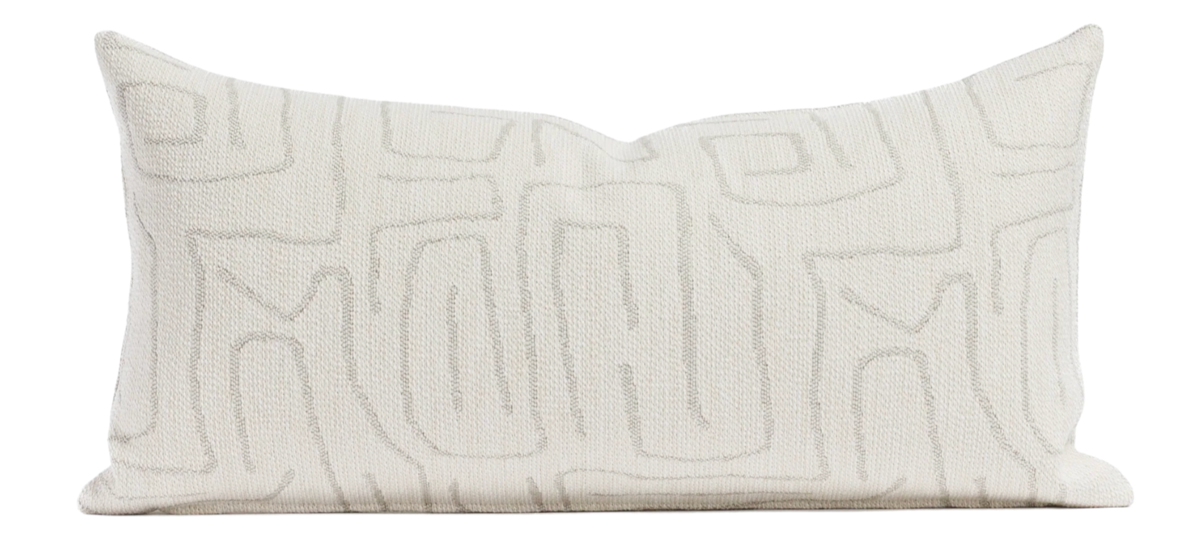 Abstract Pillow Cover in Natural showing woven fabric front and natural ivory linen backing